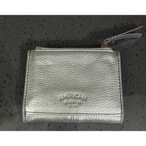 New American Leather Co Cleveland Bifold Wallet Charcoal Shimmer Silver Zipper